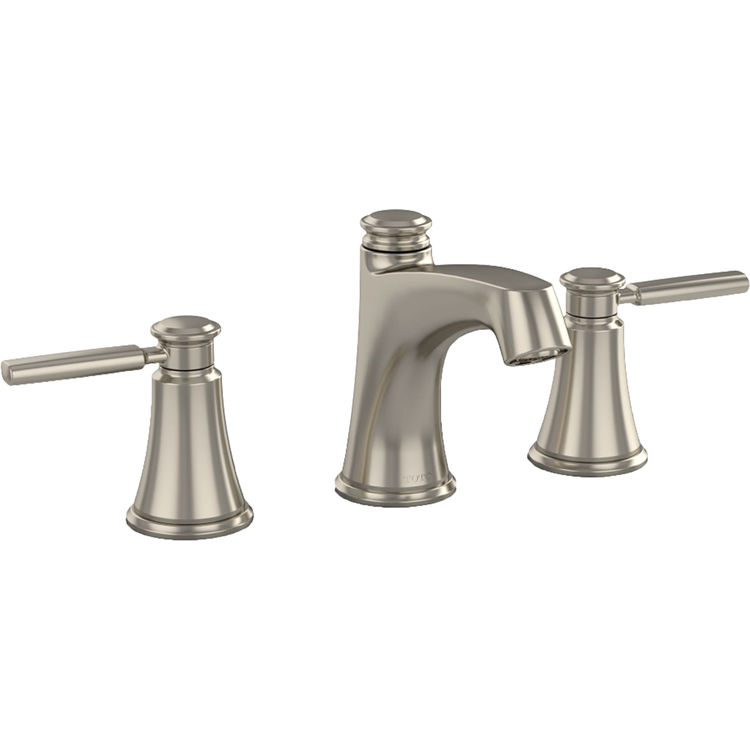 TOTO Keane Two-Handle Widespread Bathroom Sink Faucet with Metal Pop-Up, 1.5 GPM, Three-Hole, Lever Handles, Pivoting Aerator, Brushed Nickel - TL211DD#BN