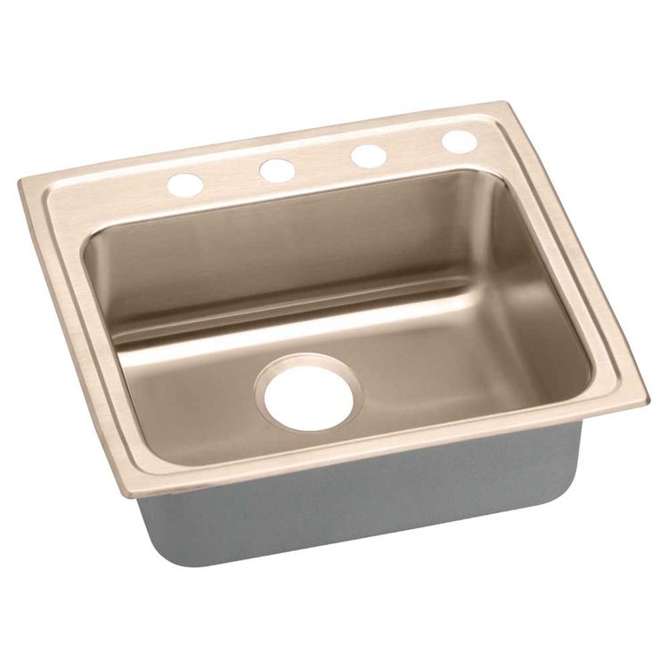 Elkay LRAD2521651-CU CuVerro 25" x 21-1/4" x 6-1/2" Single Bowl Drop-in ADA Sink, 1 Hole, Antimicrobial Copper