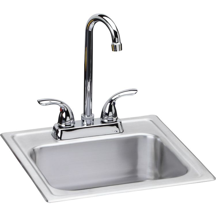 Dayton Stainless Steel 15" x 15" x 6", Single Bowl Drop-in Bar Sink + Faucet Kit - DSEP1515C