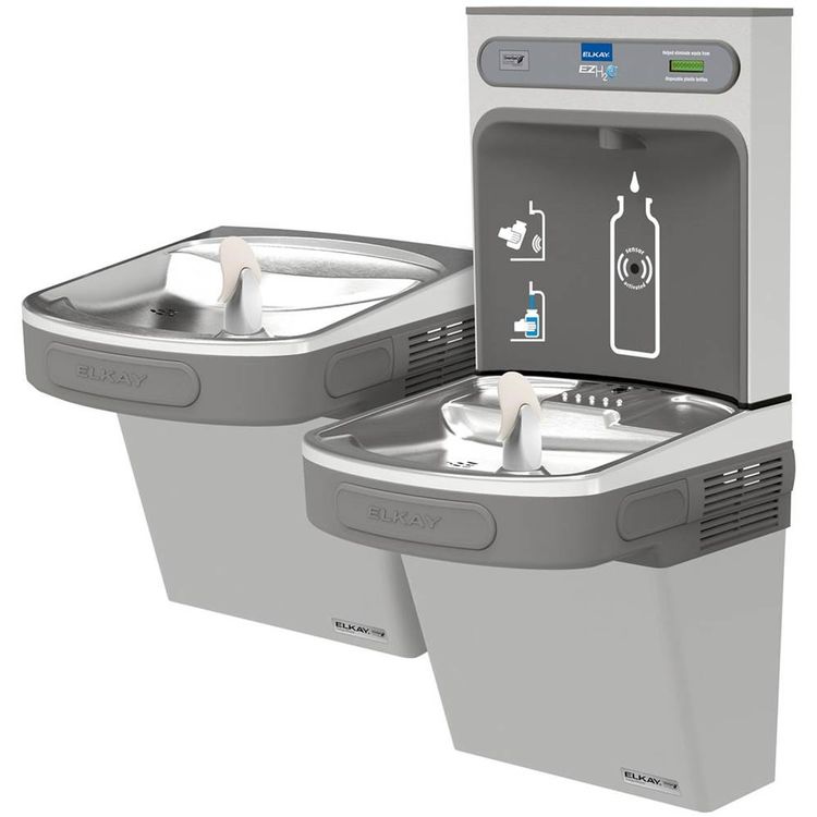 Elkay EZSTLG8WSLK EZH2O Bottle Filling Station & Versatile Bi-Level ADA Cooler, Light Gray
