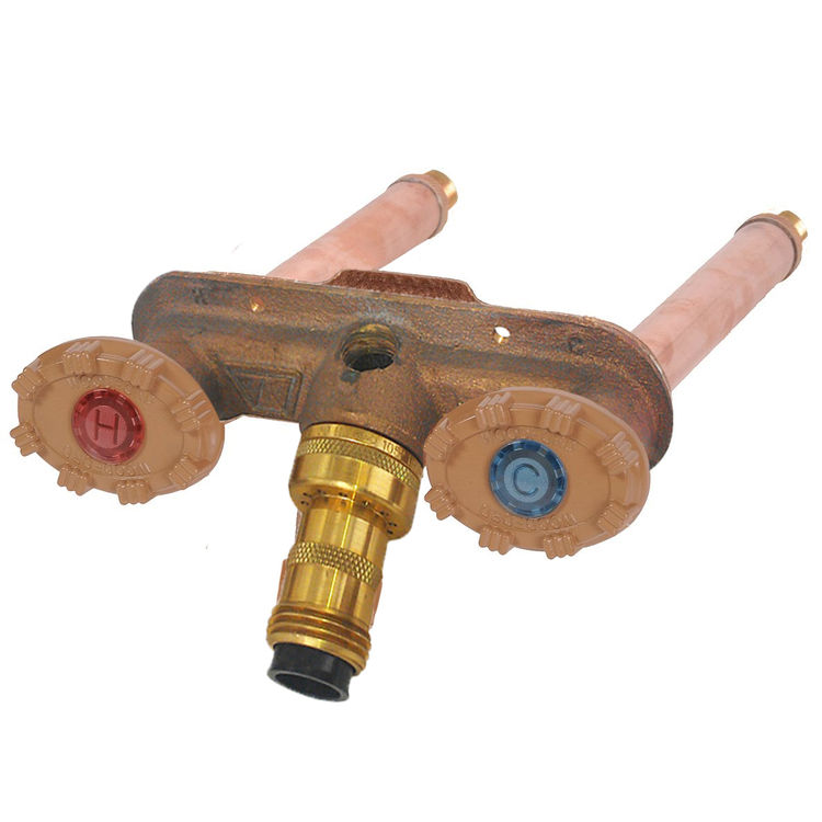 Woodford 22 Series 4in Rough-In Freezeless Hot and Cold Wall Faucet, Horizontal, 1/2in x 3/4in Copper Sweat Inlet, Metal Handle, Shower Faucet - 22C-4-MH-SF