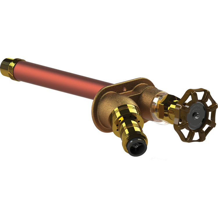 Woodford 27 Series 20in Rough-In Backflow-Protected Freezeless Wall Faucet, Wheel Metal Handle, Automatic Draining, 3/4in PEX Tube Inlet - 27PX3-20