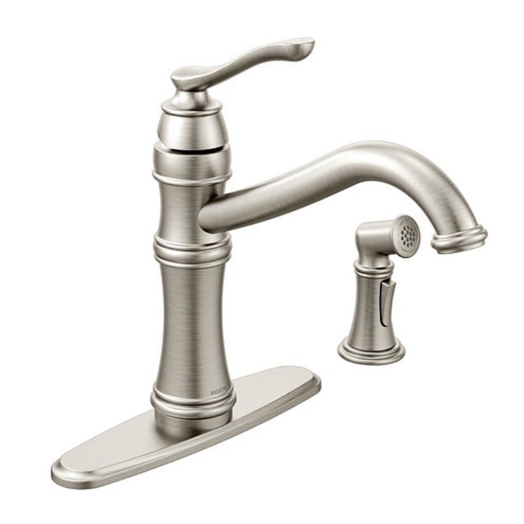 Moen Belfield Single Handle High Arc Kitchen Faucet w/ Side Spray, Spot Resist Stainless - 7245SRS