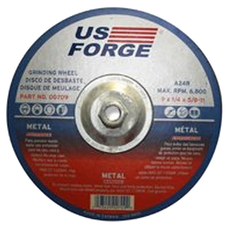 US Forge 700 Type 27 Depressed Center Threaded Hub Grinding Wheel, 9 in Dia x 1/4 in T