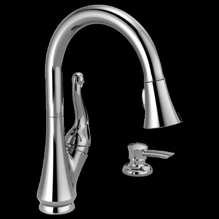 Delta Talbott Kitchen Pull-Down Kitchen Faucet w/ Soap Dispenser, Chrome - 16968-SD-DST