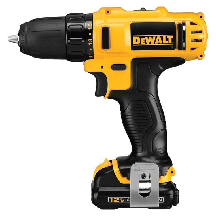 Dewalt DCD710S2 Drill/Driver Kit, 12 V, Li-Ion, 3/8in Keyless