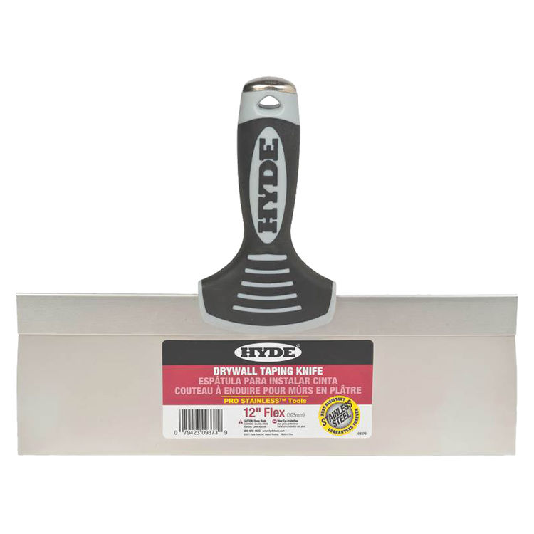 Hyde 09373 Pro Stainless Drywall Taping Knives, Steel, 12" Lgth