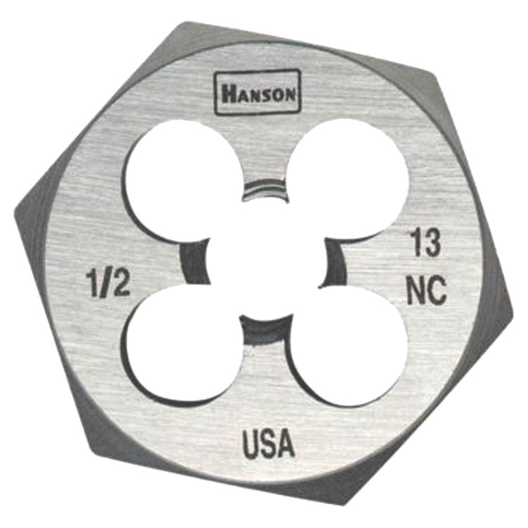Hanson 6849 Machine Screw Hexagonal Die, 9/16-18 NF, 1-7/16" Width Across Flat