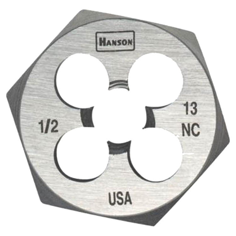 Hanson 6852 Machine Screw Hexagonal Die, 5/8-11 NC, 1" Width Across Flat, High Carbon Steel