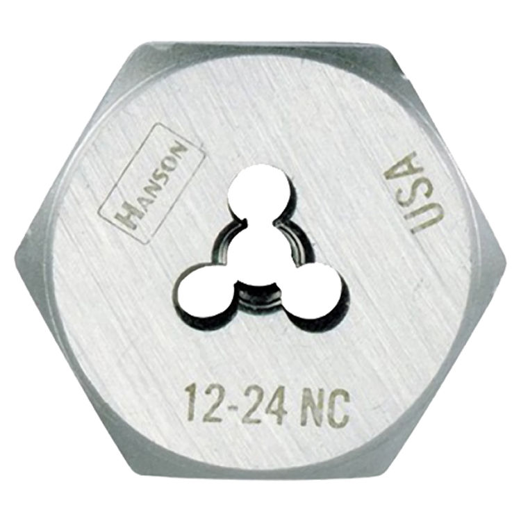 Hanson 9328 Machine Screw Hexagonal Die, 10-24 NC, 1" Width Across Flat, High Carbon Steel