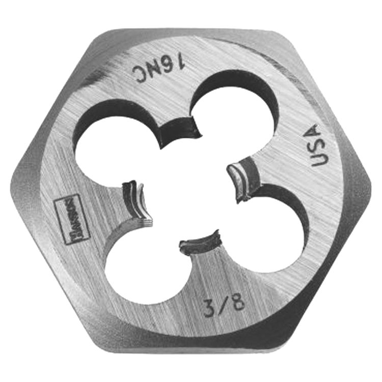 Hanson 9439 Machine Screw Hexagonal Die, 7/16-14 NC, 1" Width Across Flat, High Carbon Steel
