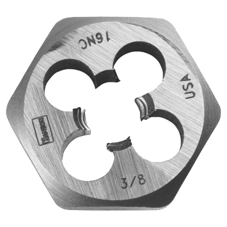 Hanson 9440 Machine Screw Hexagonal Die, 7/16-20 NF, 1" Width Across Flat, High Carbon Steel