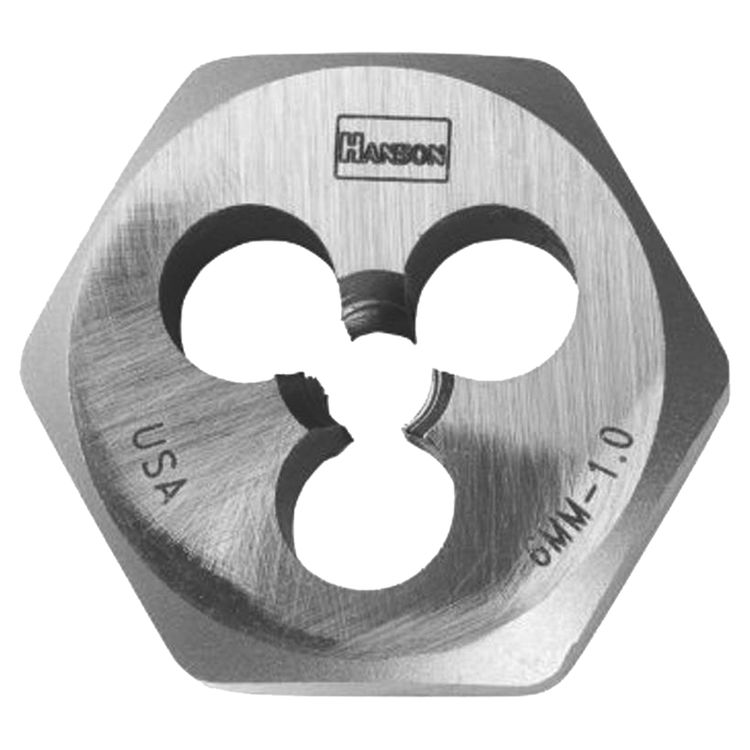 Hanson M3 x 0.5 Metric Hexagonal Die, 1" Width Across Flat, High Carbon Steel - (9712)