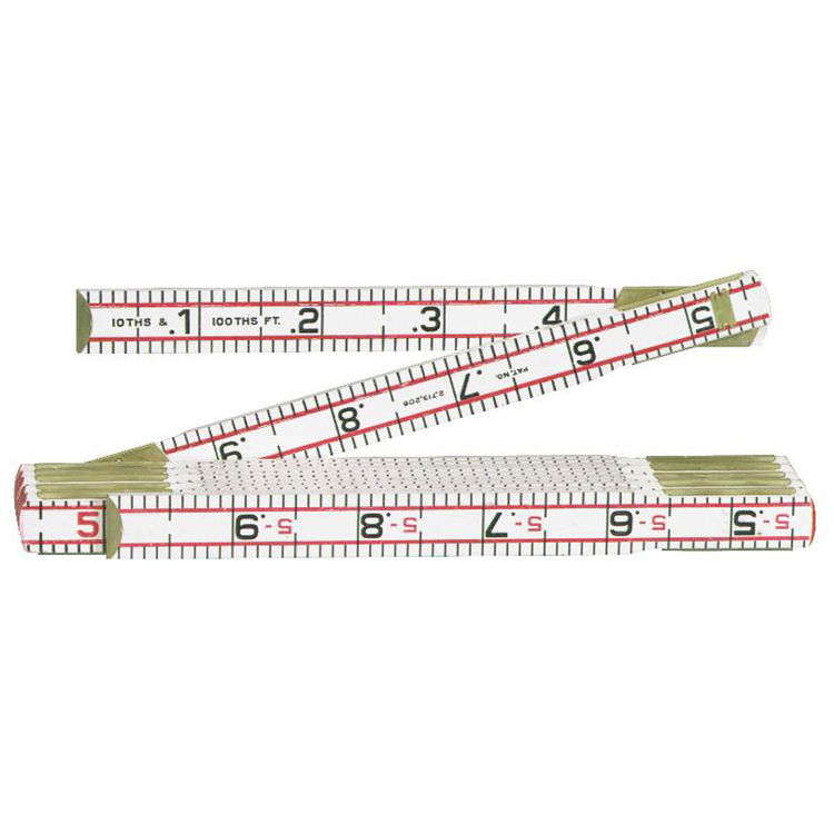 Lufkin Red End 1066DN Engineers Scale Folding Rule, 6ft x 5/8", Wood, White