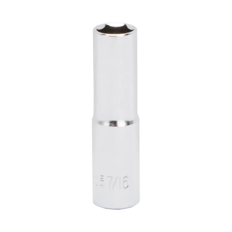 Vulcan 7/16" 6-Point Socket, 3/8" Drive Size, Chrome Vanadium Steel, Silver - MT6495618