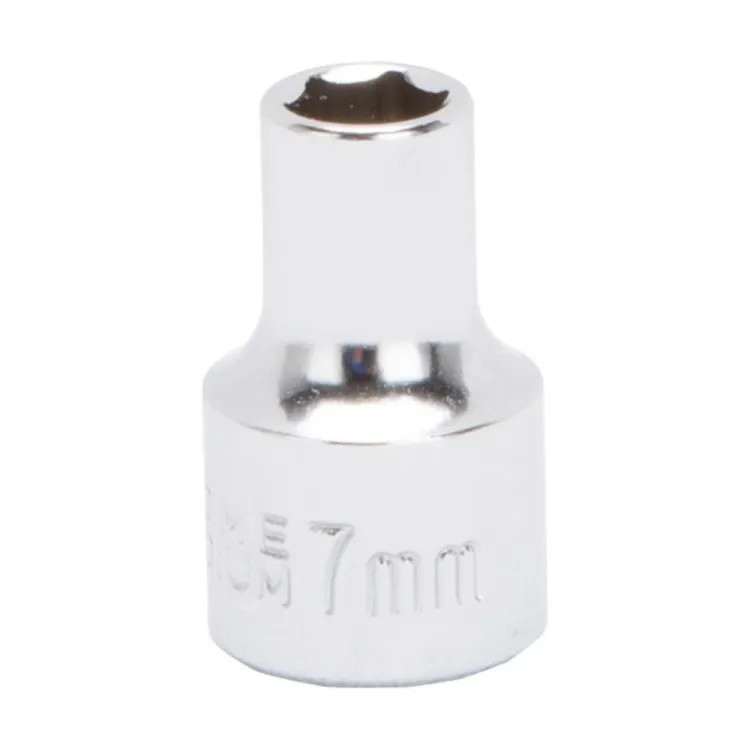Vulcan 7mm 6-Point Socket, 3/8" Drive Size, Chrome Vanadium Steel, Silver - MT6498539