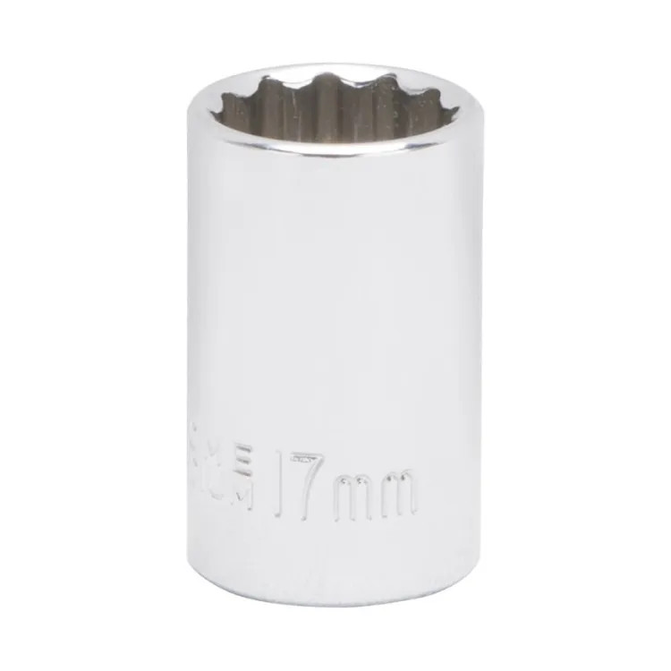 Vulcan Drive Socket, 17 mm Socket, 1/2" Drive, 12-Point, Chrome Vanadium Steel, Silver - MT6529911