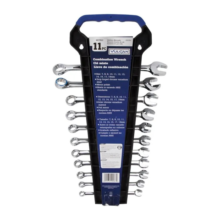 Vulcan 11-Piece Combination Wrench, Metric, Chrome Vanadium Steel - TR-H1101