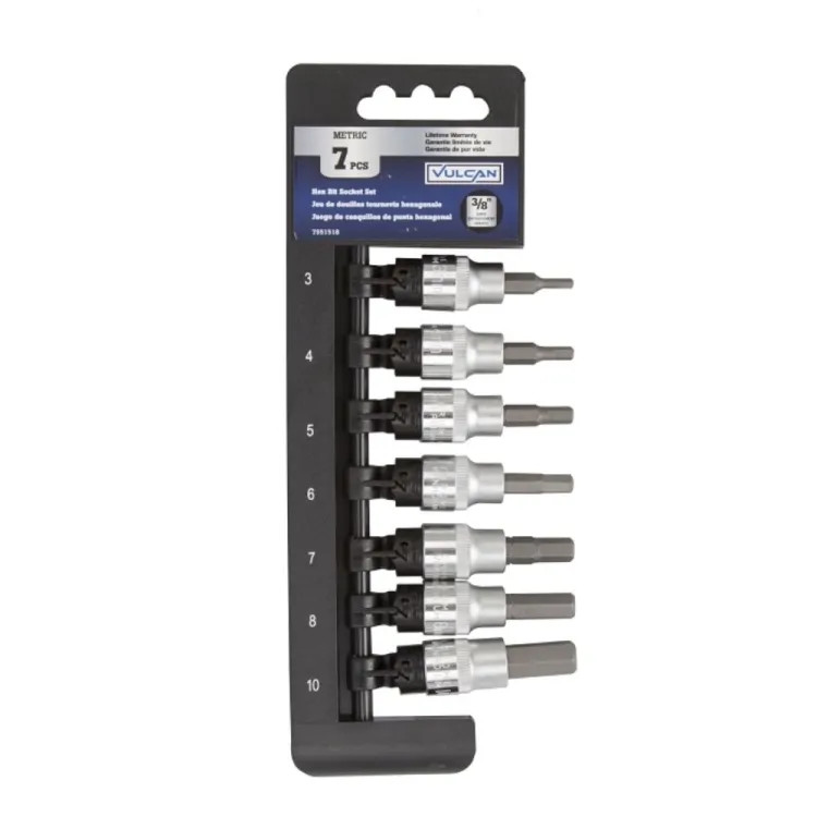 Vulcan 7-Piece Hex Bit Socket Set, Metric, Chrome Vanadium Steel - TS1007M-P