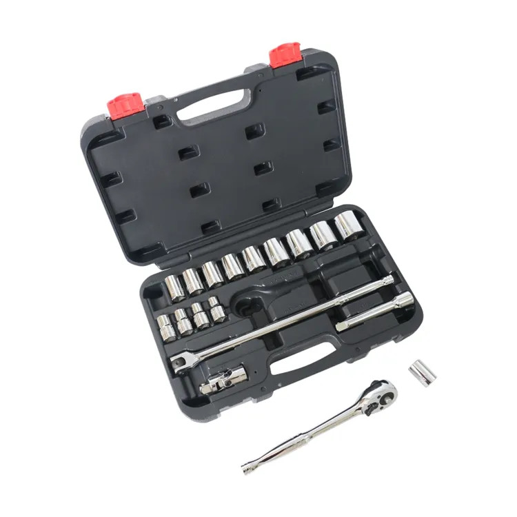 Vulcan 19-Piece SAE Socket Set with 1/2" Drive, Handles, and Case, 3/8" to 1-1/4", Chrome Vanadium Steel - TS10193L