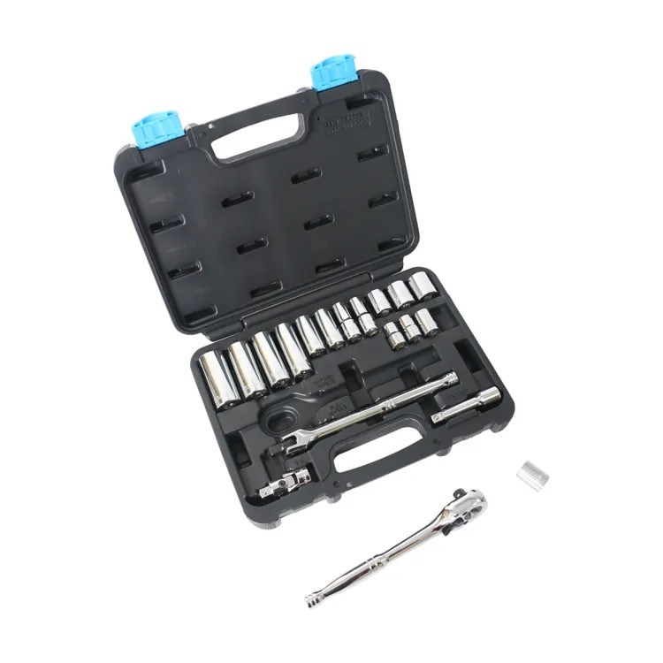 Vulcan 20-Piece Metric Socket Set with 3/8" Drive, Handles, and Case, 10mm to 22mm, Chrome Vanadium Steel - TS1020-M