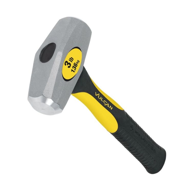 Vulcan Drilling Hammer with 3 lbs Forged Milled Steel Head, 10" Fiberglass Handle - 33706