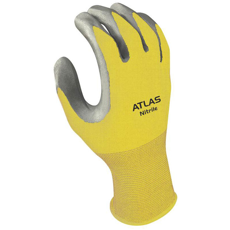 Atlas 370 Protective Gloves, Size 6, Small, Nitrile, Clear, Nylon Lining
