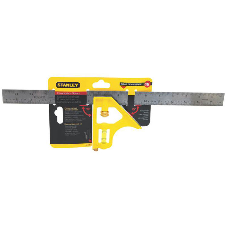 Stanley 46-131 Combination Square, 16", 1", Stainless Steel Blades/Die-Cast Handle