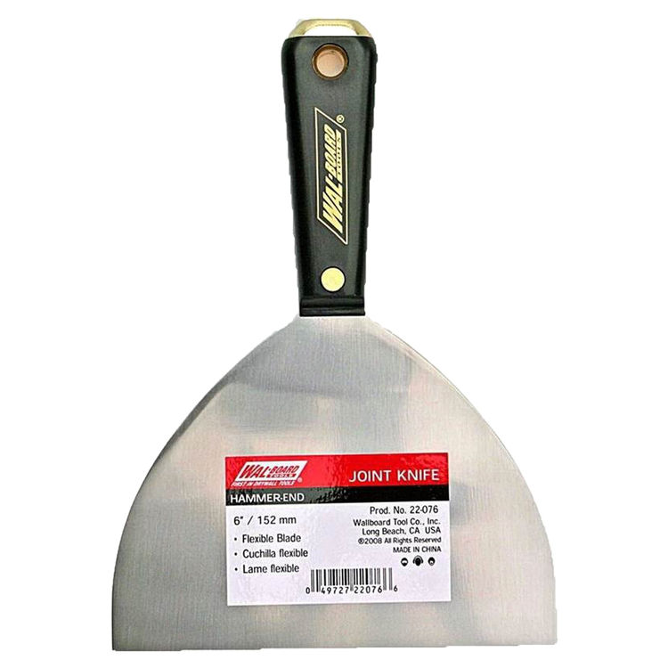 Wallboard 22-074 Joint Knife With Hammer End, 4", High Carbon Steel, Classic Tapered, Soft Grip Rubber