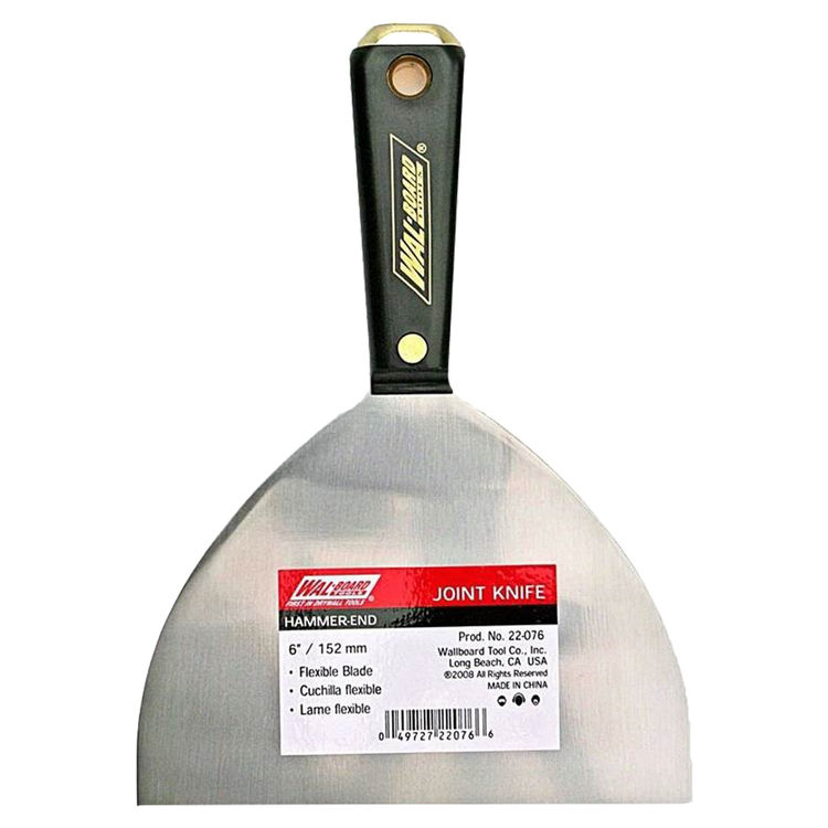 Wallboard 22-076 Joint Knife With Hammer End, 6", High Carbon Steel, Classic Tapered, Soft Grip Rubber