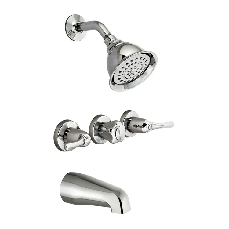 Moen Adler Volume Control Tub/Shower Faucet, 2.0 GPM, 1-Function, Three-Handle, WaterSense, Chrome - 82403EP 