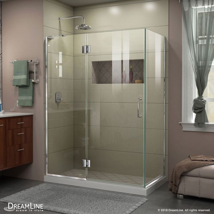 DreamLine Unidoor-X 48 3/8" W x 34" D x 72" H Frameless Hinged Shower Enclosure in Chrome - E32434L-04