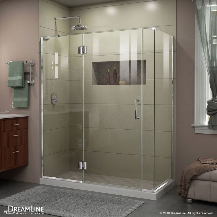 DreamLine Unidoor-X 60" W x 34 3/8" D x 72" H Frameless Hinged Shower Enclosure in Chrome - E3300634L-04