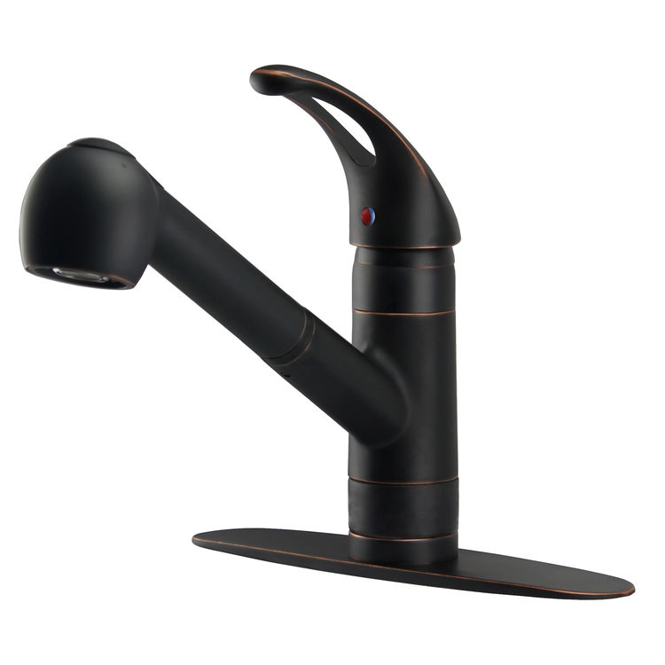 Ultra Faucets Series 120 Single Handle Pull-Out Kitchen Faucet, Oil Rubbed Bronze - UF12005