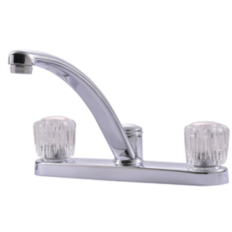 Ultra Faucets Classic Two Handle Kitchen Faucet, Clear Knobs, Chrome - UF20300