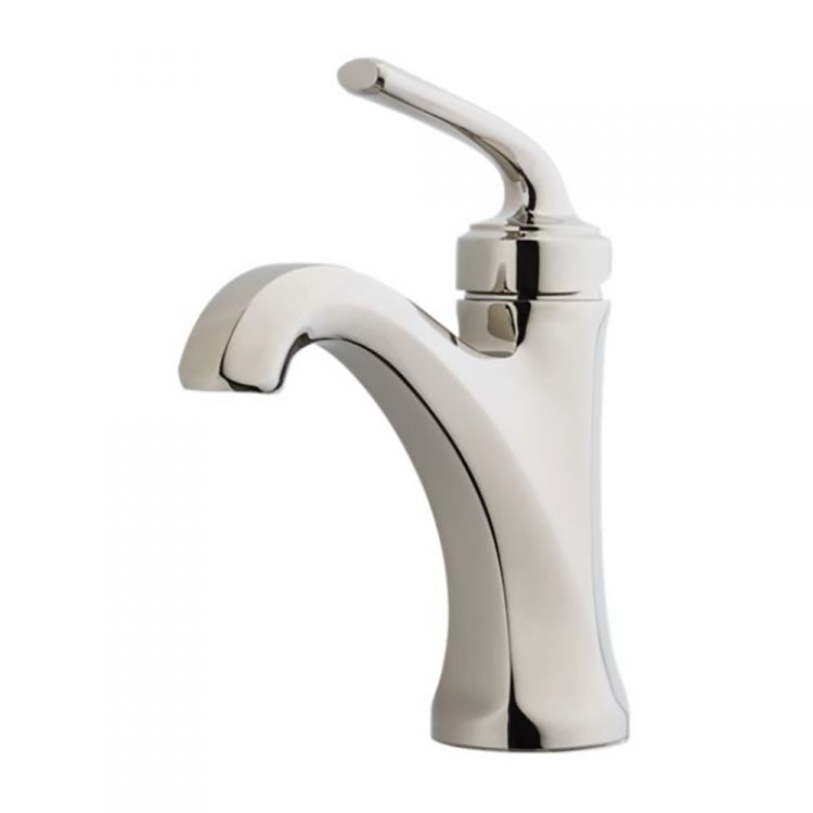 Pfister Arterra Single-Hole Bathroom Faucet with Metal Pop-Up Drain, Single-Handle, 1.2 GPM, Lever Handle, ADA, Polished Nickel - LG42-DE0D