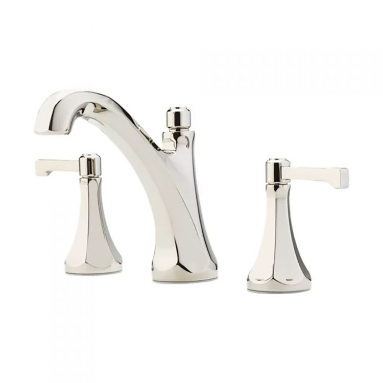 Pfister Arterra Widespread Bathroom Faucet with Metal Pop-Up, Two-Handle, 1.2 GPM, Lever Handle, TiteSeal, Pforever Seal, Polished Nickel - LG49-DE0D