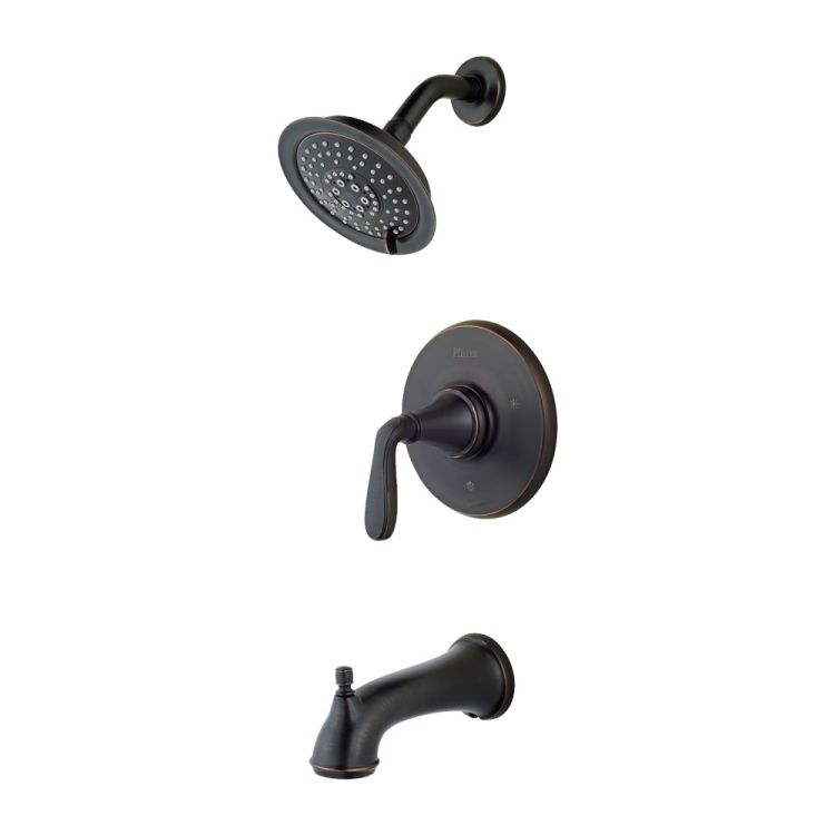 Pfister Northcott Tuscan Bronze Tub and Shower Trim with Rainshower, 5-Function 1.8 GPM, Single-Lever Handle, WaterSense, ADA Compliant - LG89-8MGY