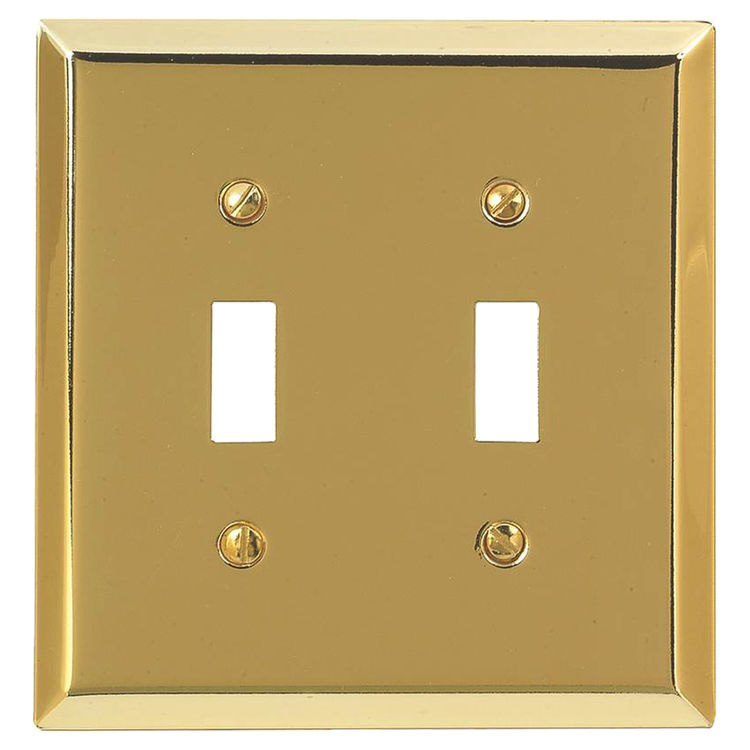 Atron 163TTBR Traditional Wall Plate, 2 Gang 5 in L x 4-3/4 in W x 1/4 in D, Polished Brass