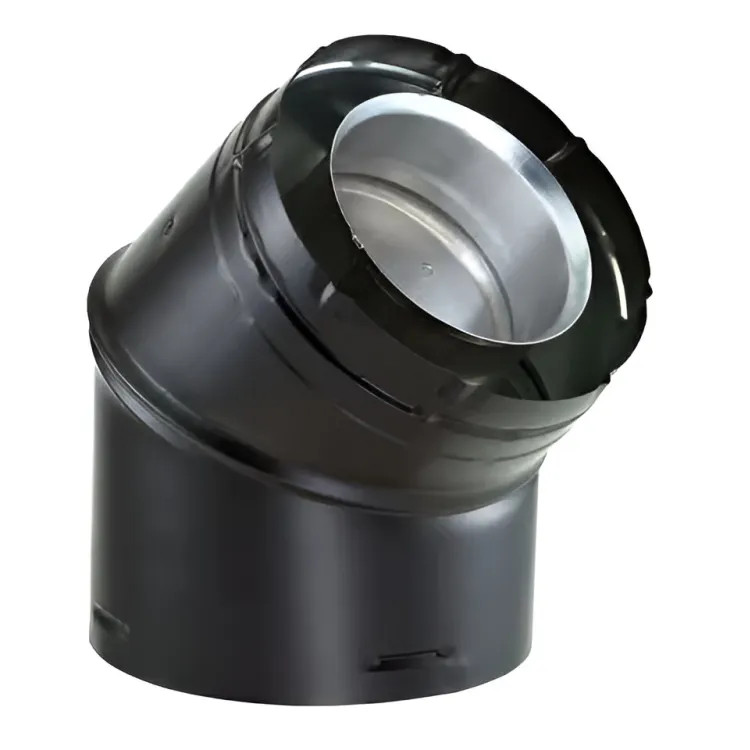 DuraVent 46DVA-E45B DirectVent Pro 4" Double-Wall 45-Degree Elbow - Black (6-5/8" O.D.)