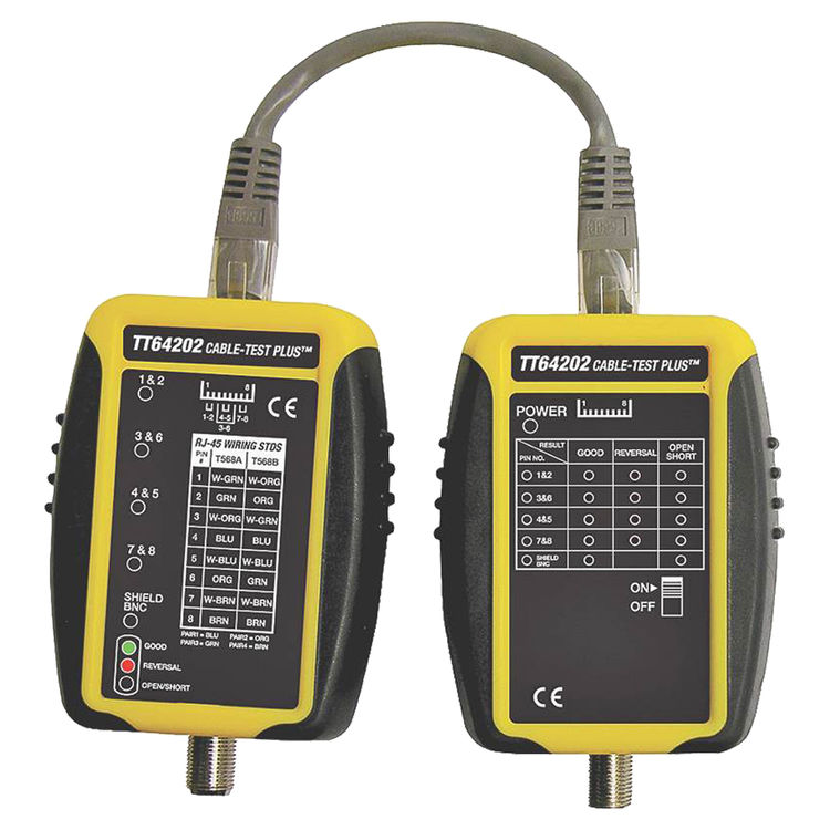 GB-Gardner Bender TT64202 Cable Testers, Coax and UTP/STP, Yellow/Black