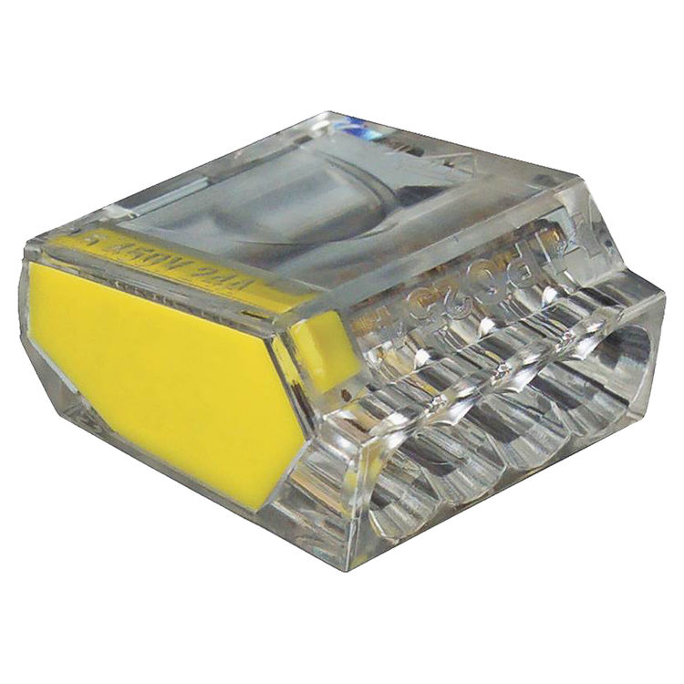 PushGard 10-PC4 4-Port Push-In Connector, 22 - 12 SOL, 600 V, Polycarbonate, Yellow/Clear