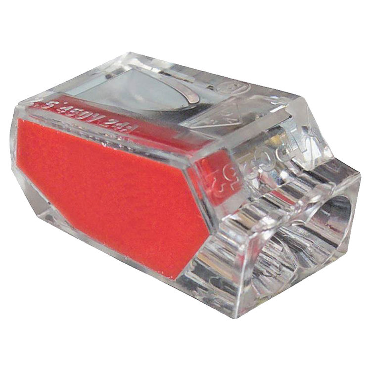 PushGard 19-PC2 2-Port Push-In Connector, 22 - 12 SOL, 600 V, Polycarbonate, Red/Clear