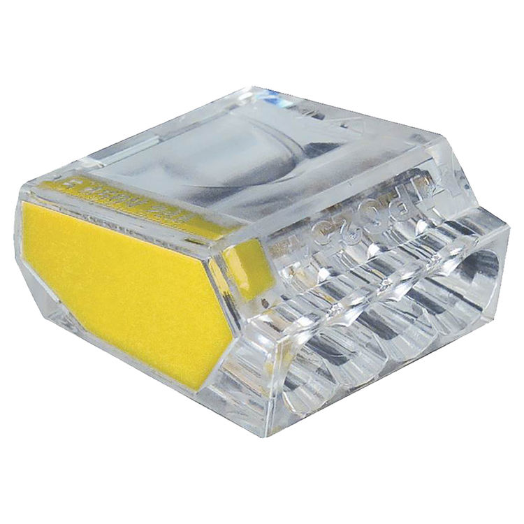 PushGard 19-PC4 4-Port Push-In Connector, 22 - 12 SOL, 600 V, Polycarbonate, Yellow/Clear