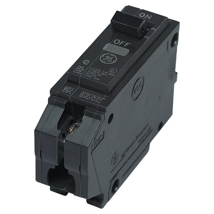 GE THQL1140 Type THQL Q-Line Standard Circuit Breaker, 120/240 VAC, 40 A, 1 P, 10 kA