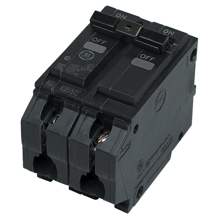 GE THQL2190 Type THQL Q-Line Standard Circuit Breaker, 120/240 VAC, 90 A, 2 P, 10 kA