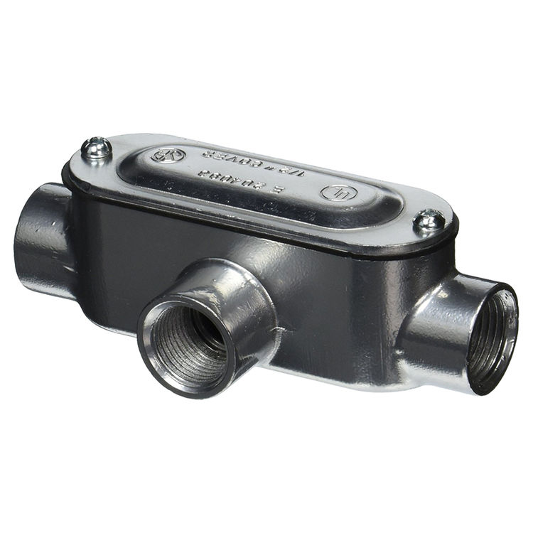 Halex 58805 Rigid Threaded Conduit Body with Cover and Gasket, 1/2 in, T, Aluminum