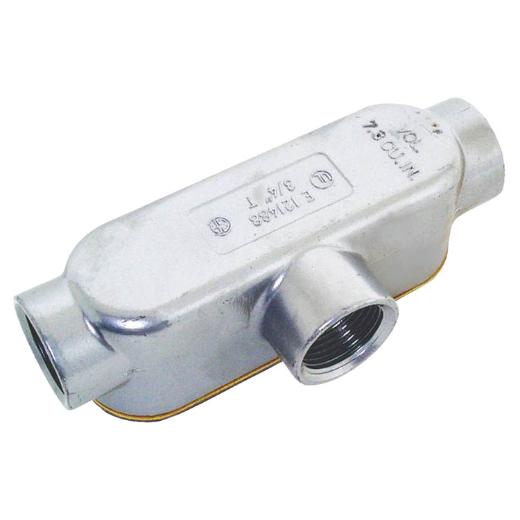 Halex 58807 Rigid Threaded Conduit Body with Cover and Gasket, 3/4 in, T, Aluminum