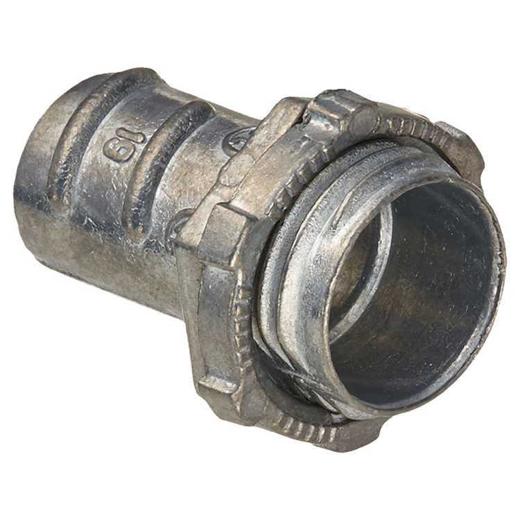 Halex HX Flexible Screw-In Connector, 1 in, Straight, Die Cast Zinc, 1.37 in Hex