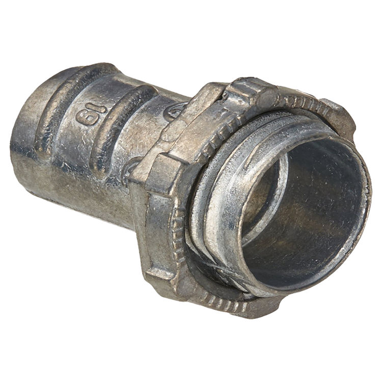 Halex HX Flexible Screw-In Connector, 1/2 in, Straight, Die Cast Zinc, 0.92 in Hex